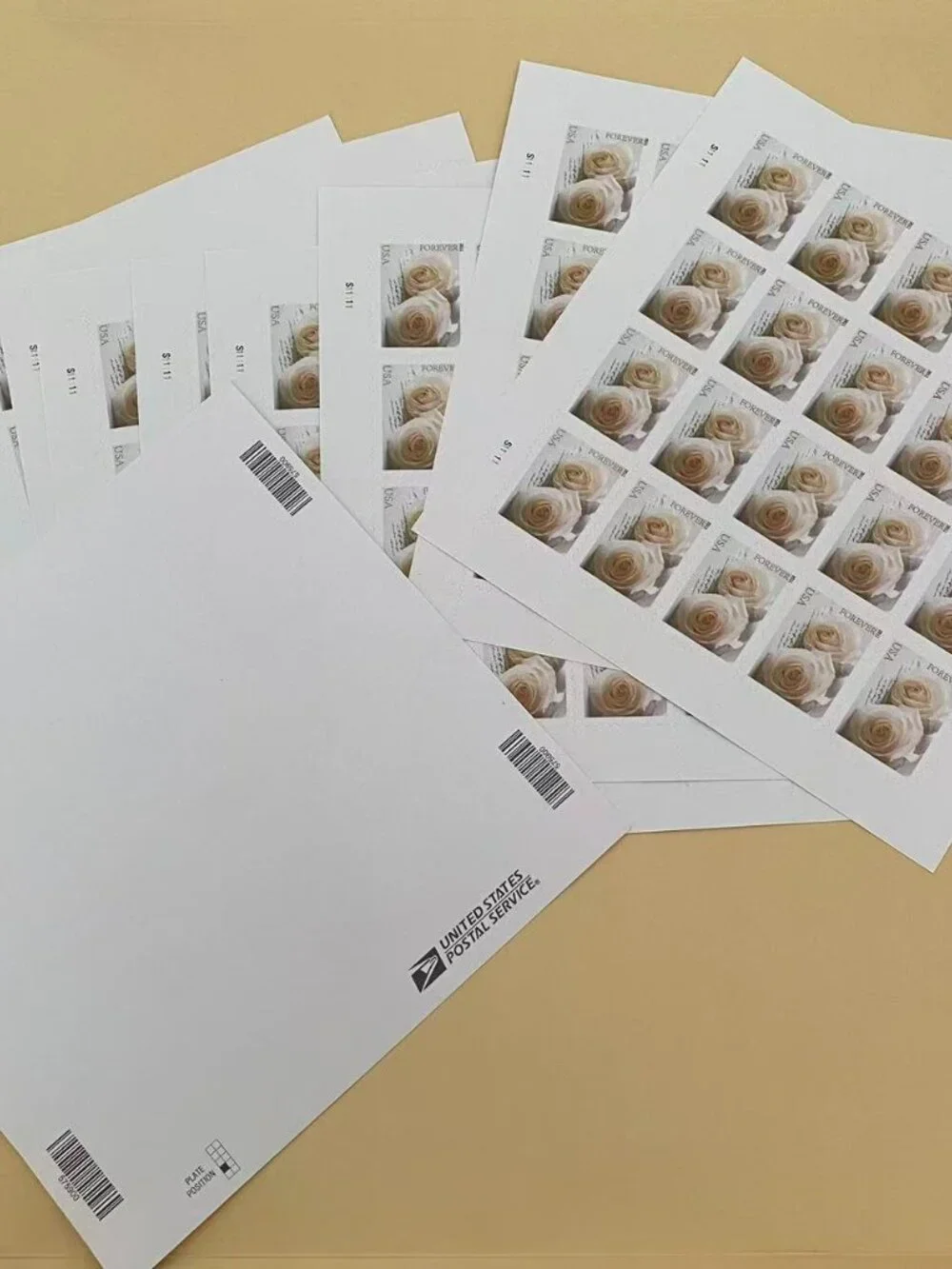 200 lifetime white roses unusedwedding stamps